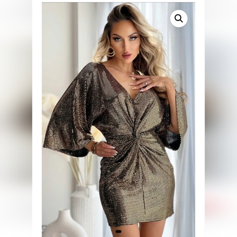 Women's TWISTED KNOT METALLIC  DRESS